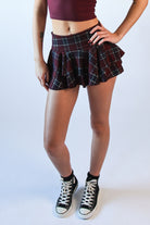Brushed Plaid Tiered Mini Skort
