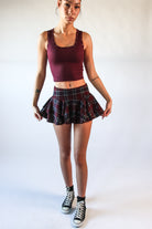 Brushed Plaid Tiered Mini Skort