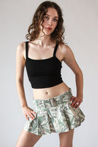 Low Rise Belted Mini Skort Camo