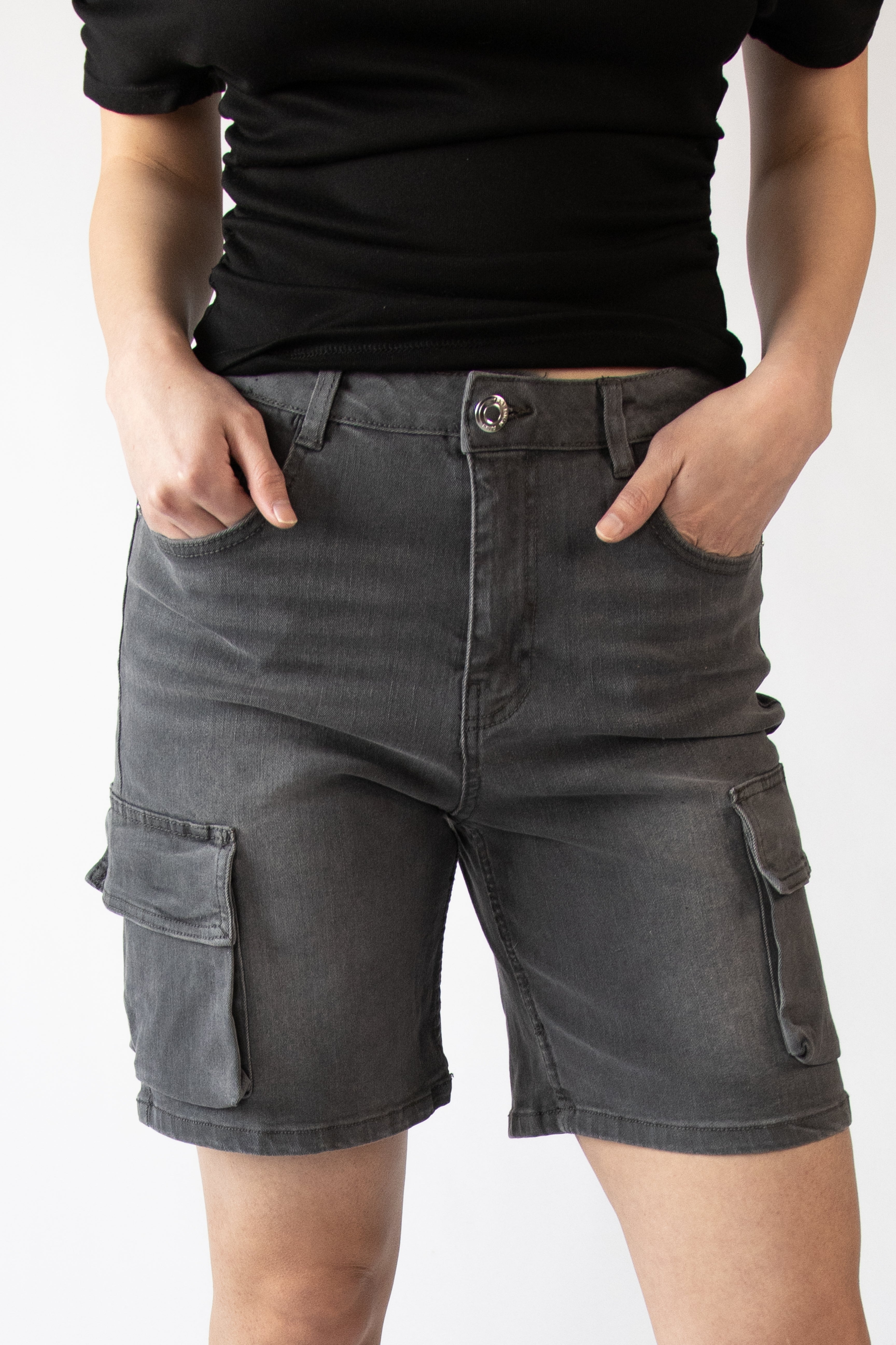 Stretch Denim Cargo Jorts