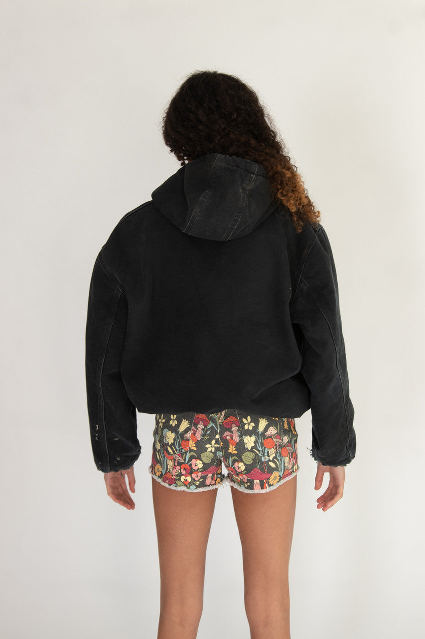 Vintage Distressed Black Hooded Carhartt Jacket (1990s)