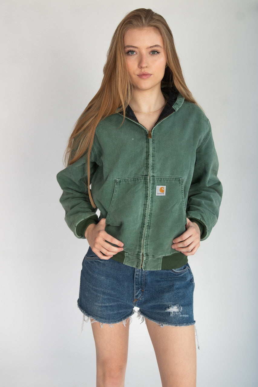 Sage Green Hooded Carhartt Jacket JQ694 (1990s) – Ragstock