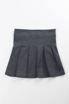 Charcoal Houndstooth Pleated Skirt