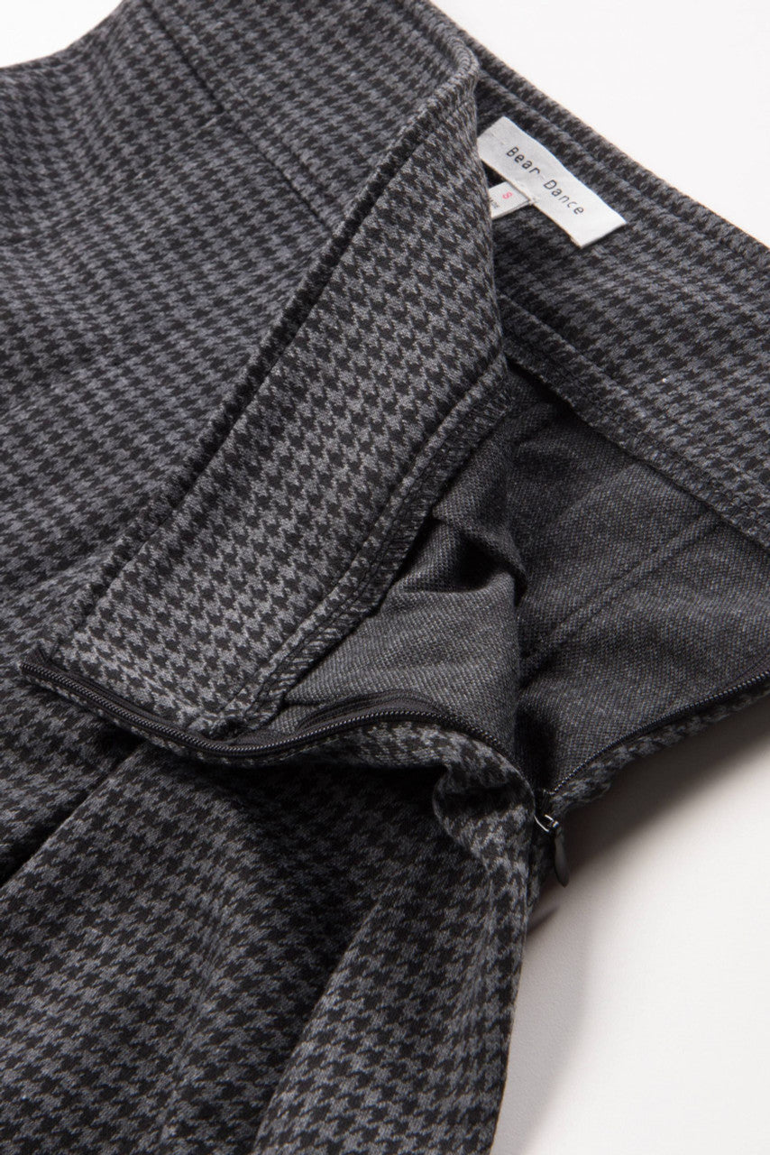 Charcoal Houndstooth Pleated Skirt