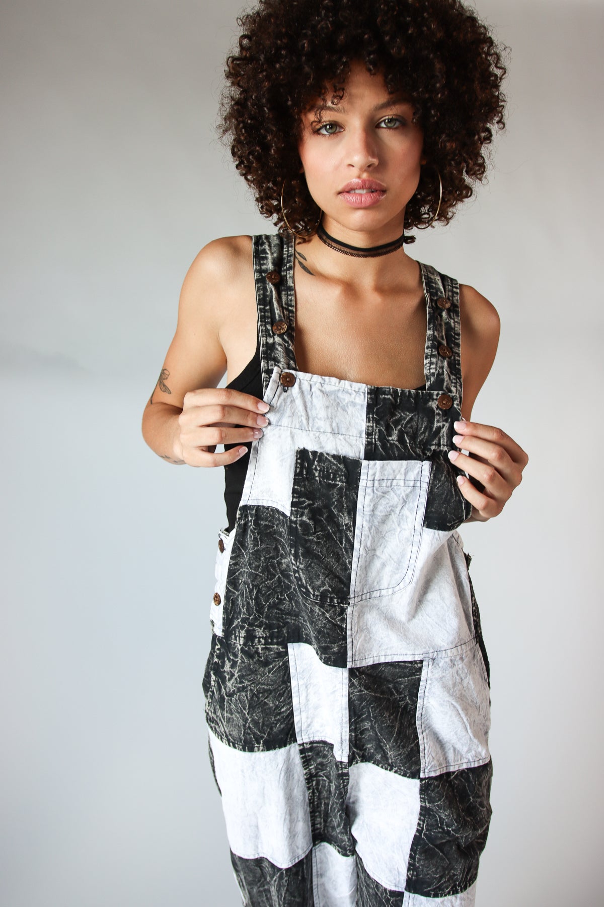 Checkered Patchwork Overalls