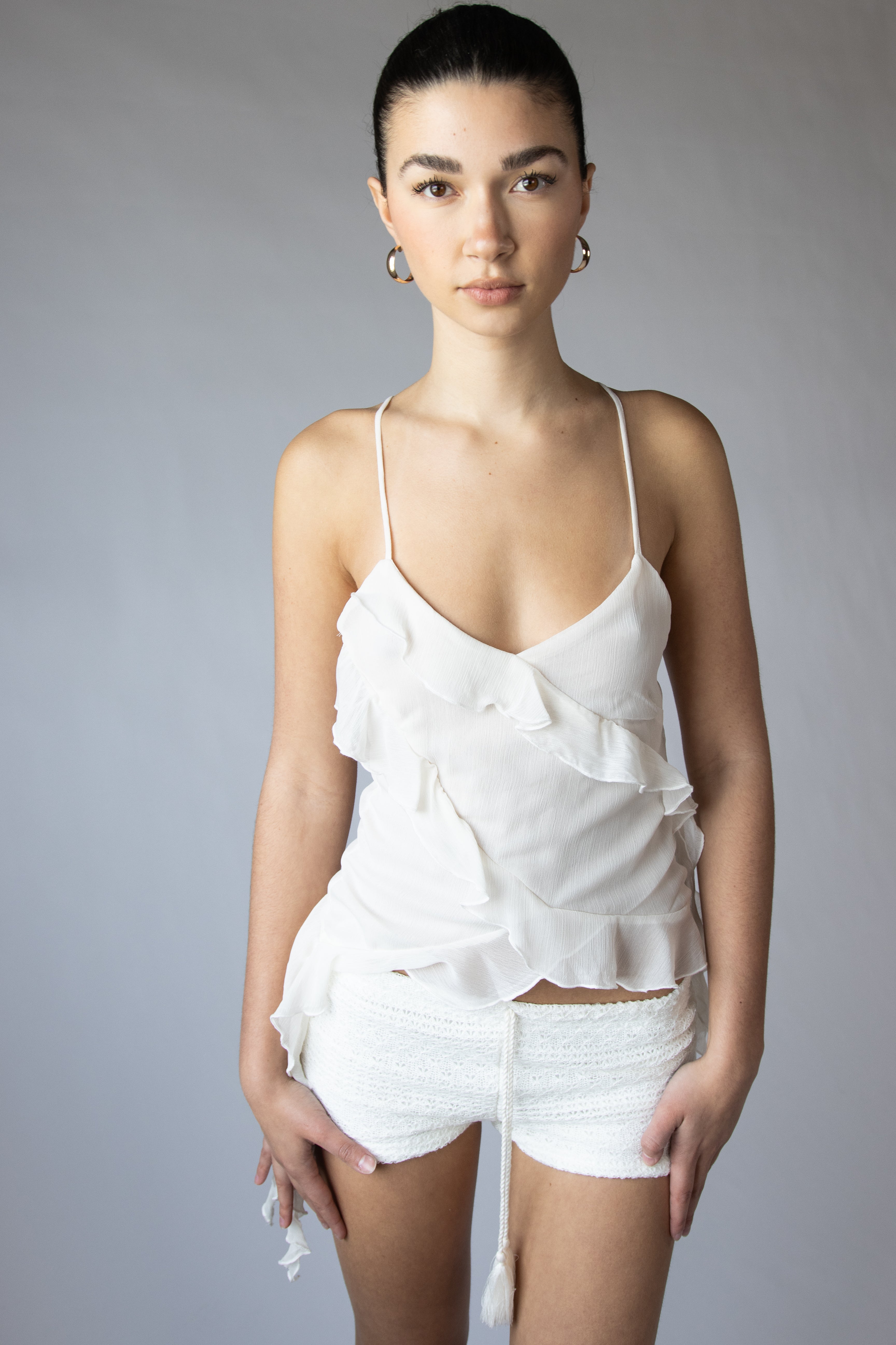 Ruffle Chiffon Cami Tank Top