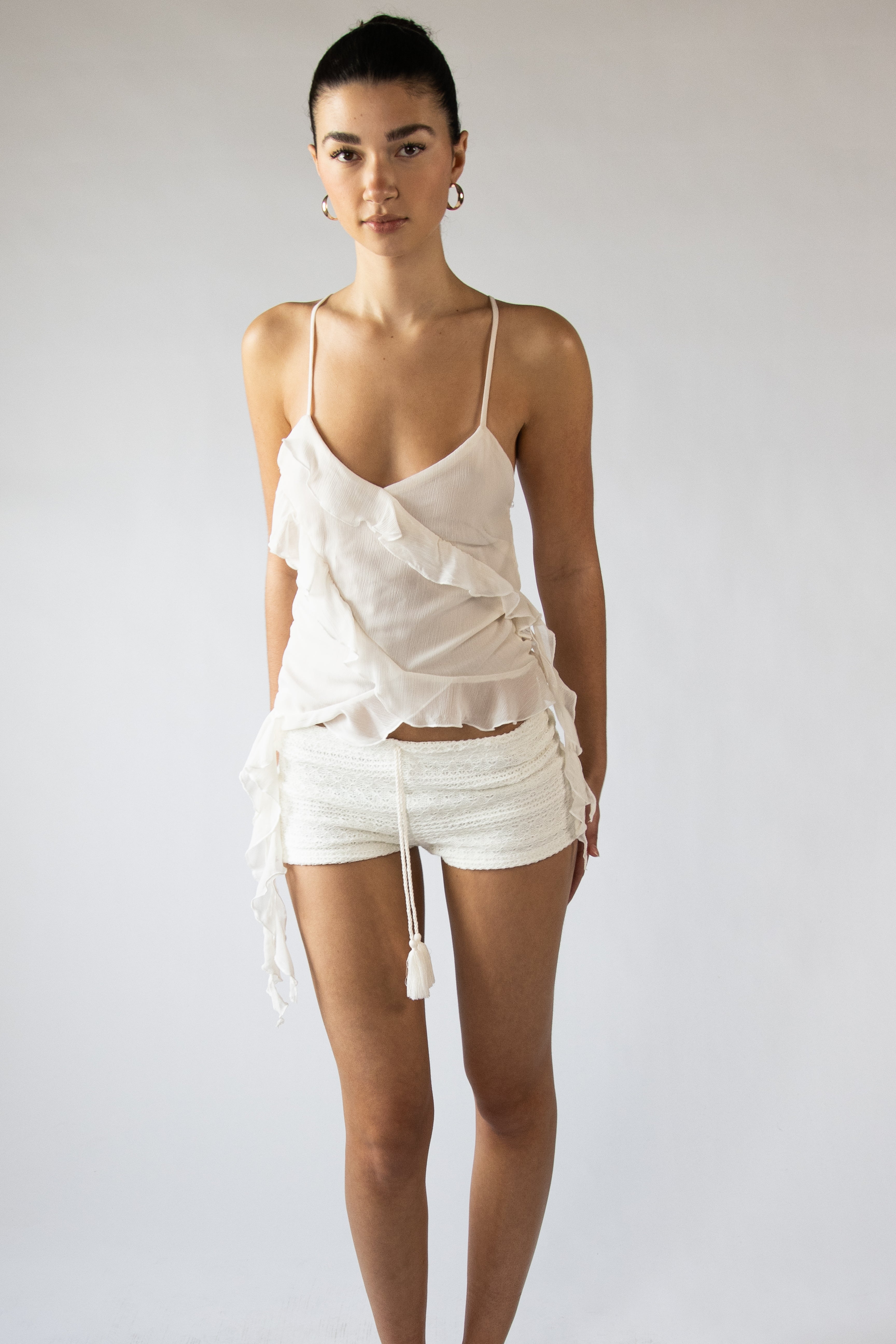 Ruffle Chiffon Cami Tank Top