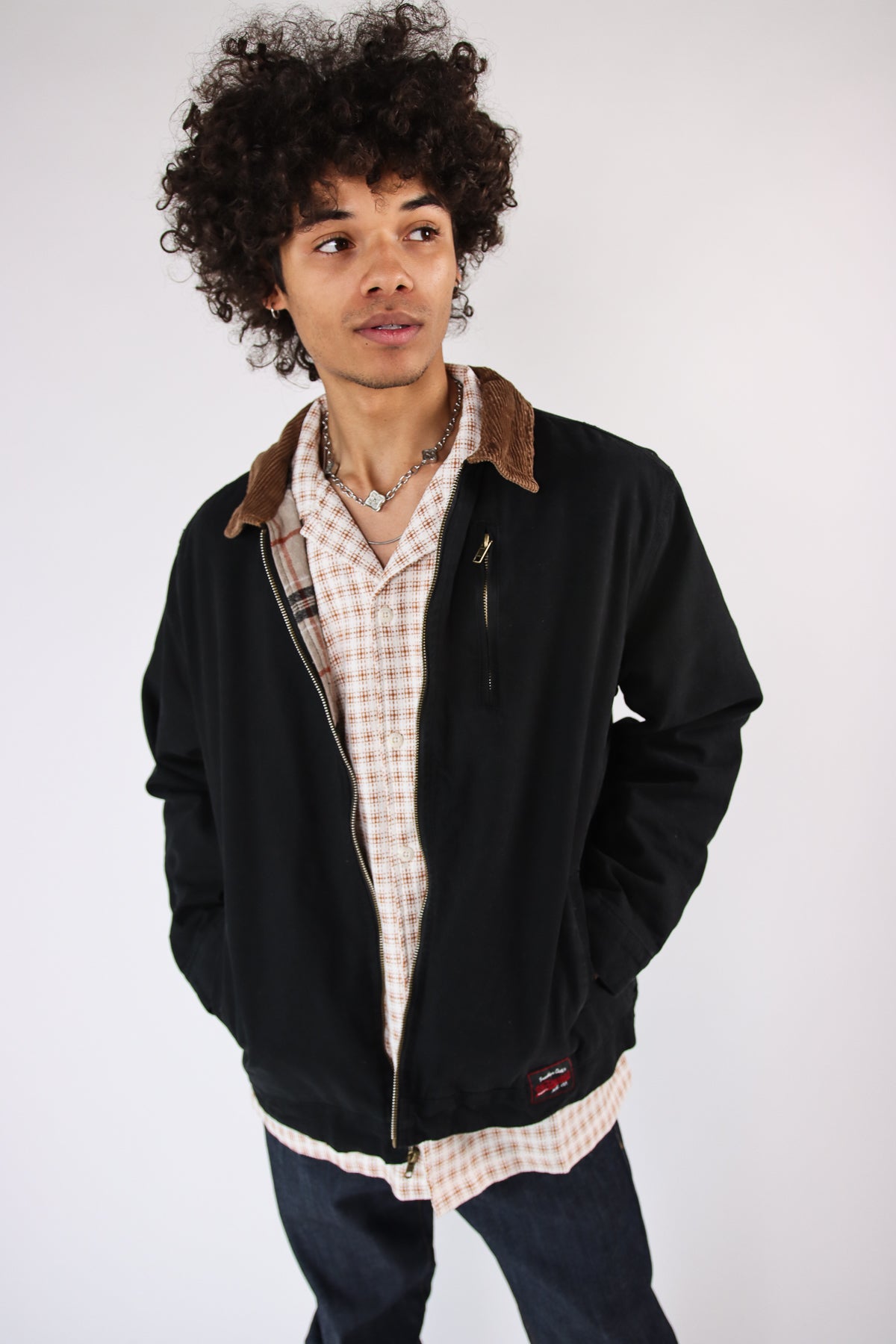 Corduroy Collar Canvas Jacket