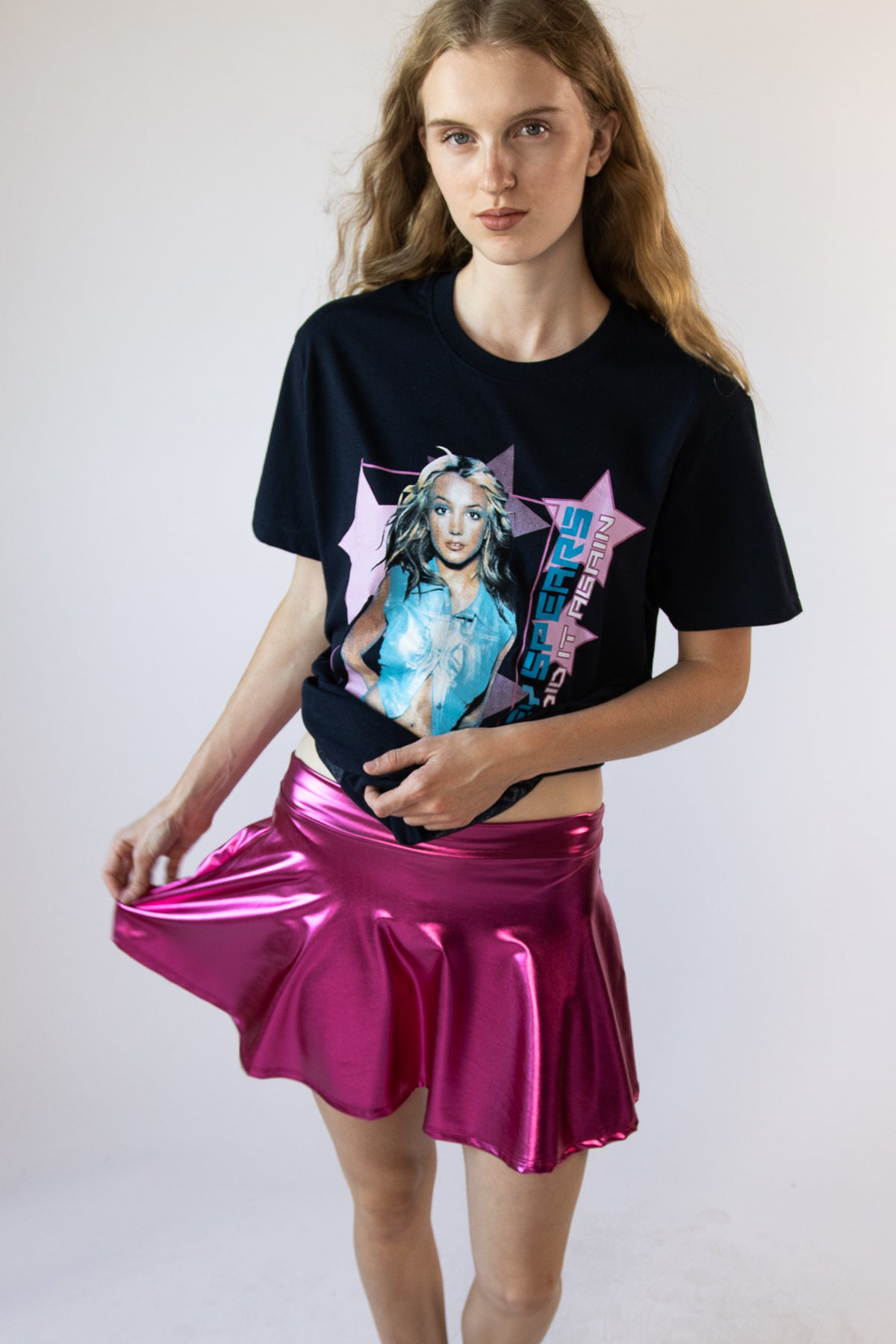 Metallic Circle Swing Skirt