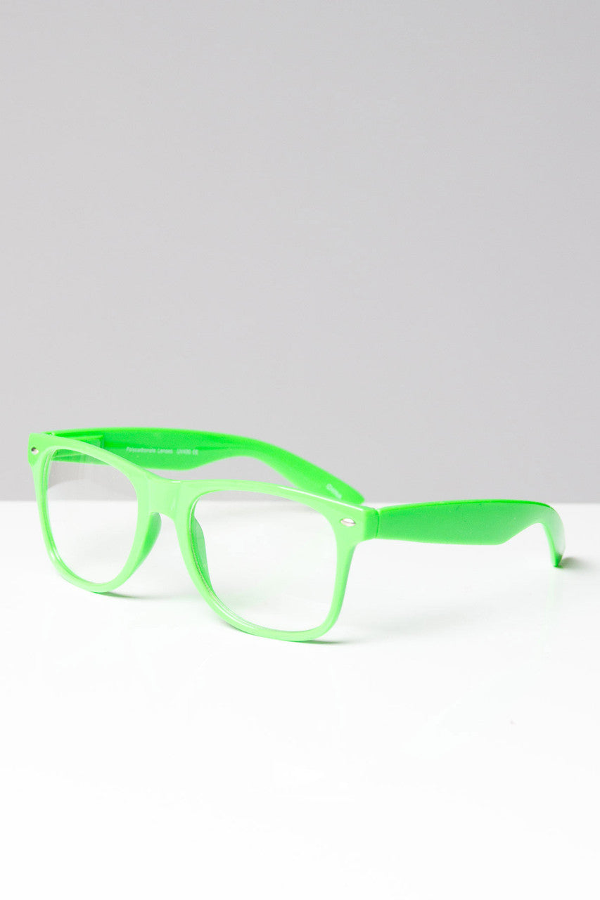 Square Neon Clear Glasses