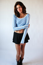 Contrast Trim Long Sleeve Top