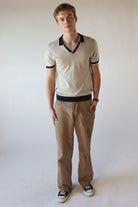 Contrast V-Neck Polo