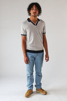 Contrast V-Neck Polo