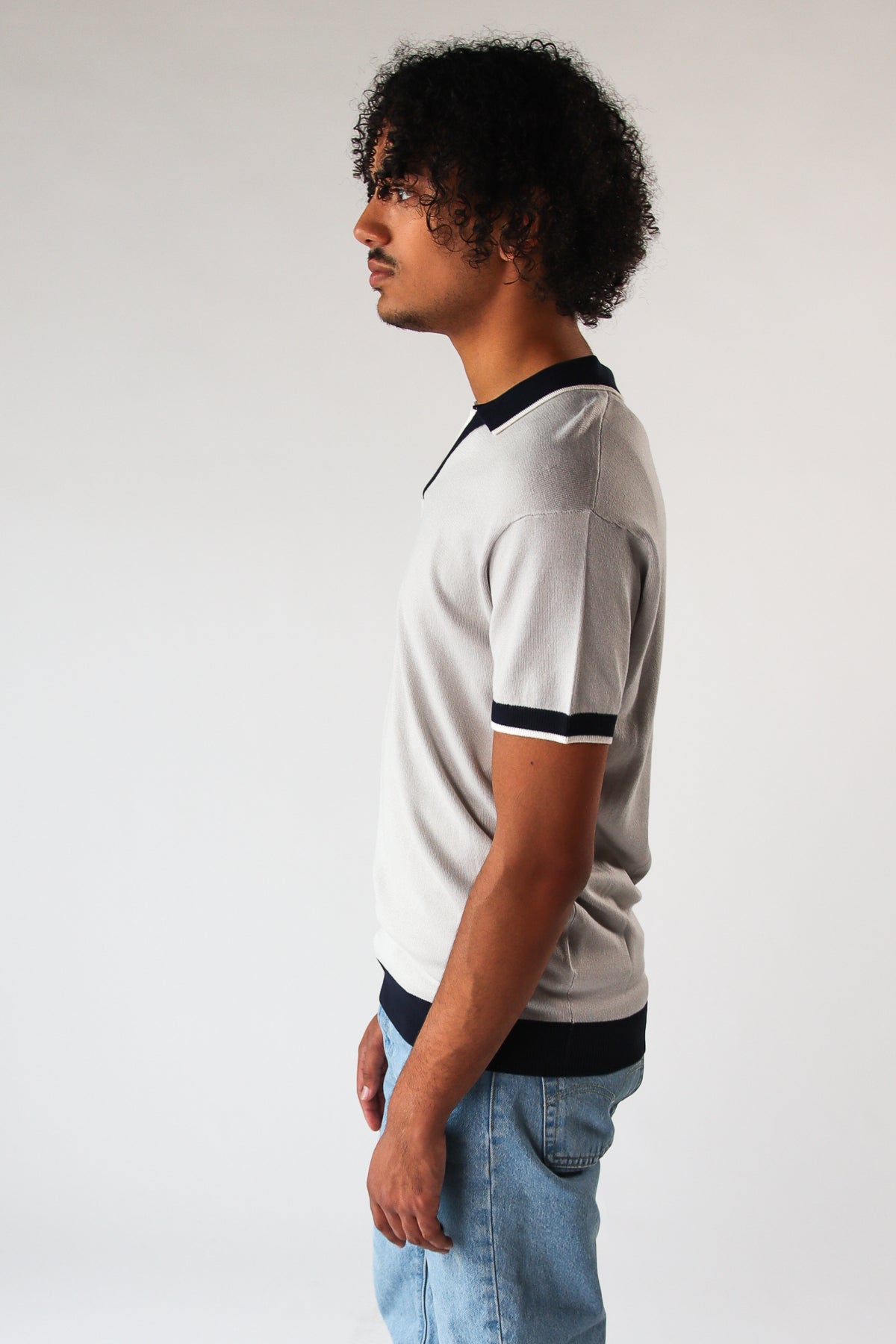 Contrast V-Neck Polo