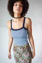 Contrast Trim Striped Tank