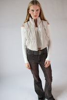 Corduroy Puffer Vest Beige