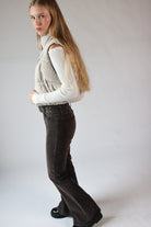 Corduroy Puffer Vest Beige