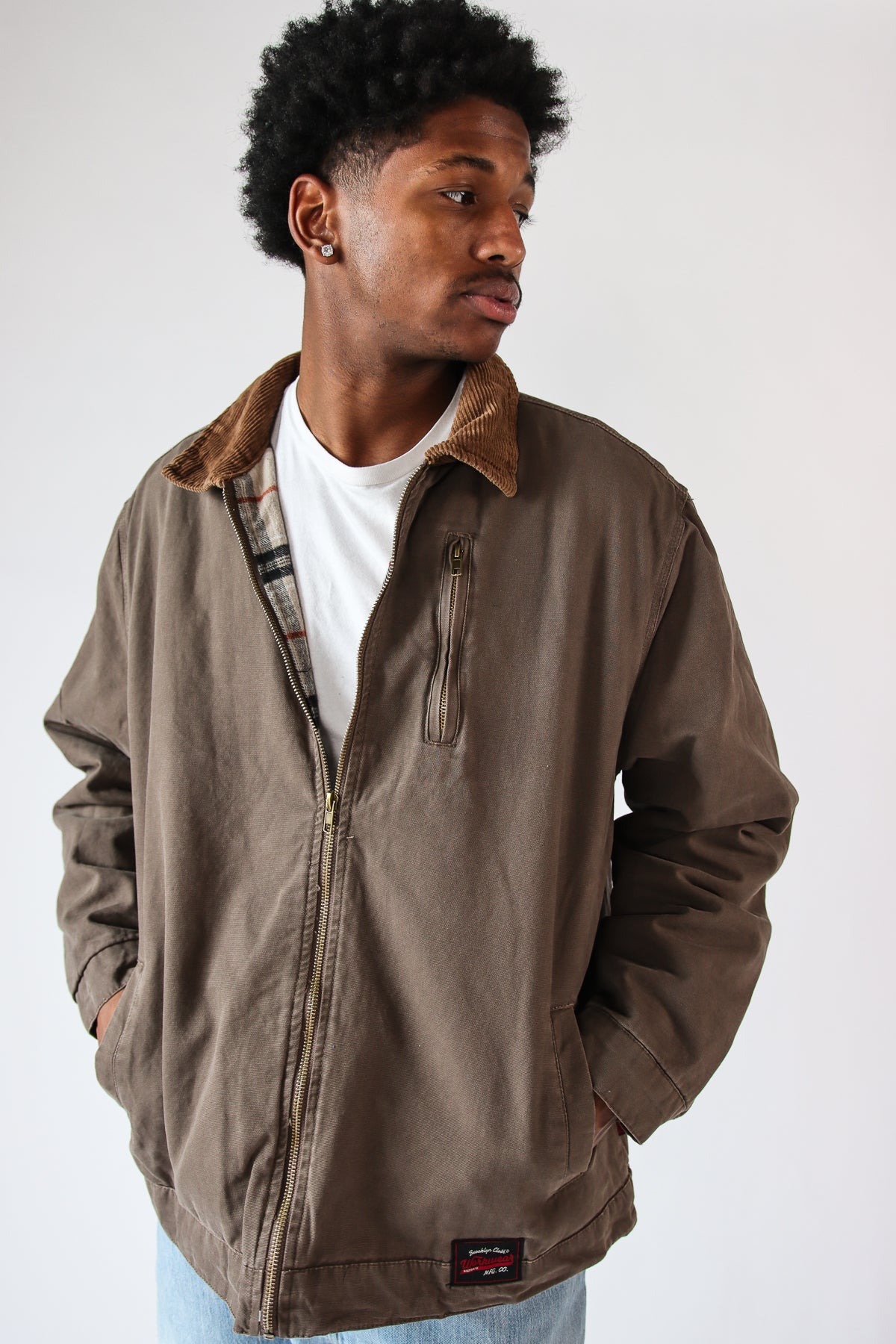 Corduroy Collar Canvas Jacket