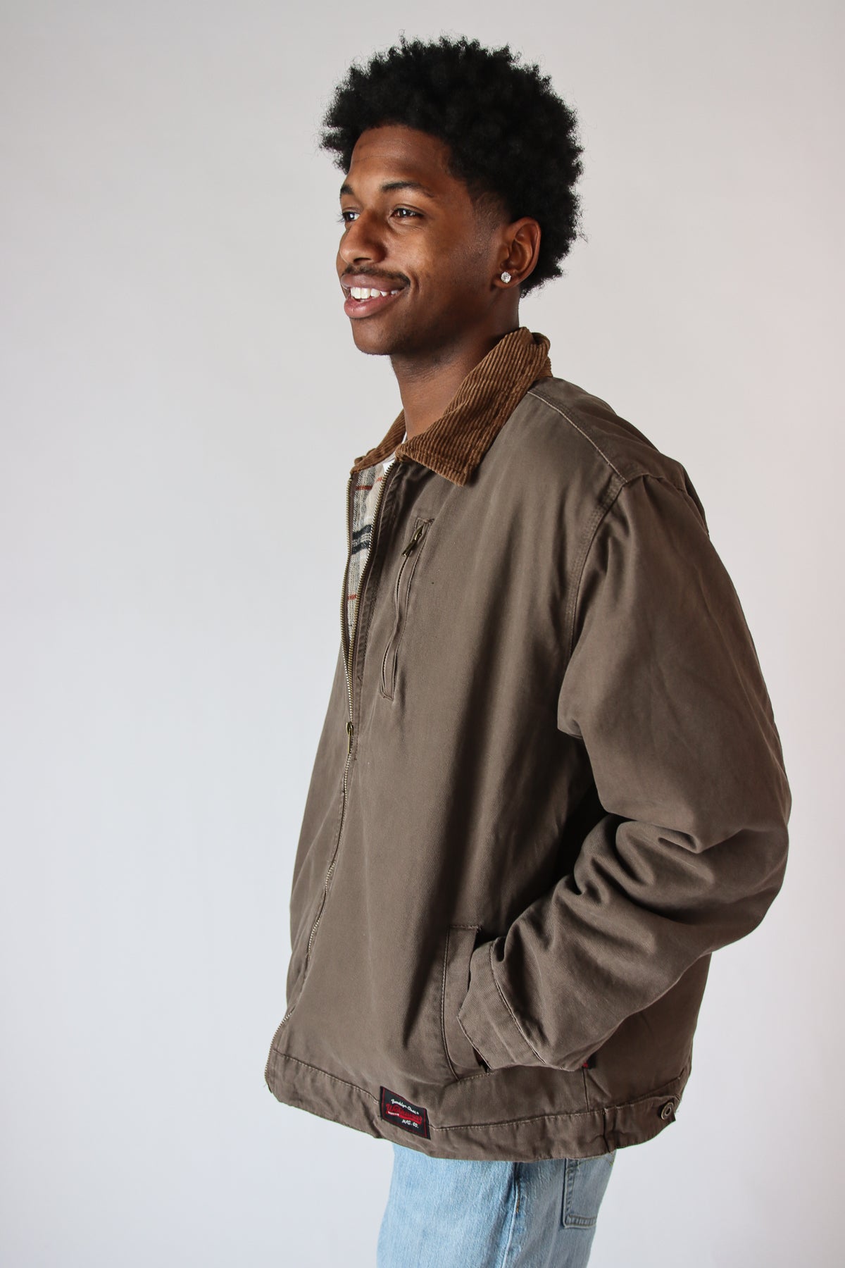 Corduroy Collar Canvas Jacket