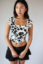 Cow Print Square Neck Top