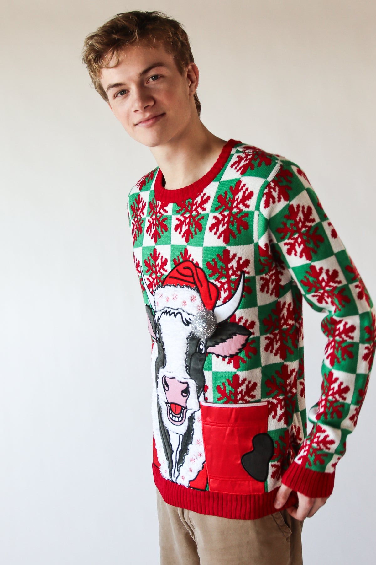 Mooey Christmas Drink Holder Sweater