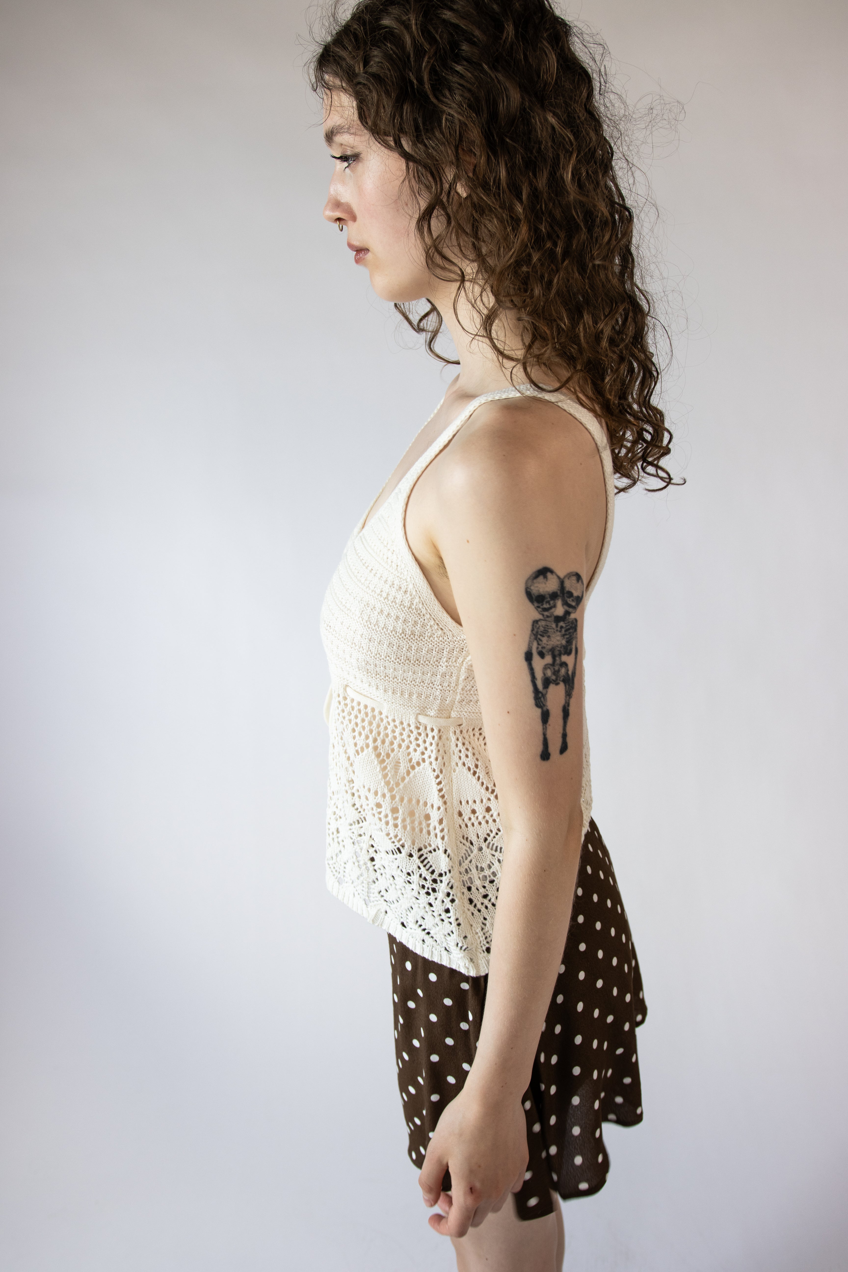 Mixed Open Knit Flyaway Tank Top
