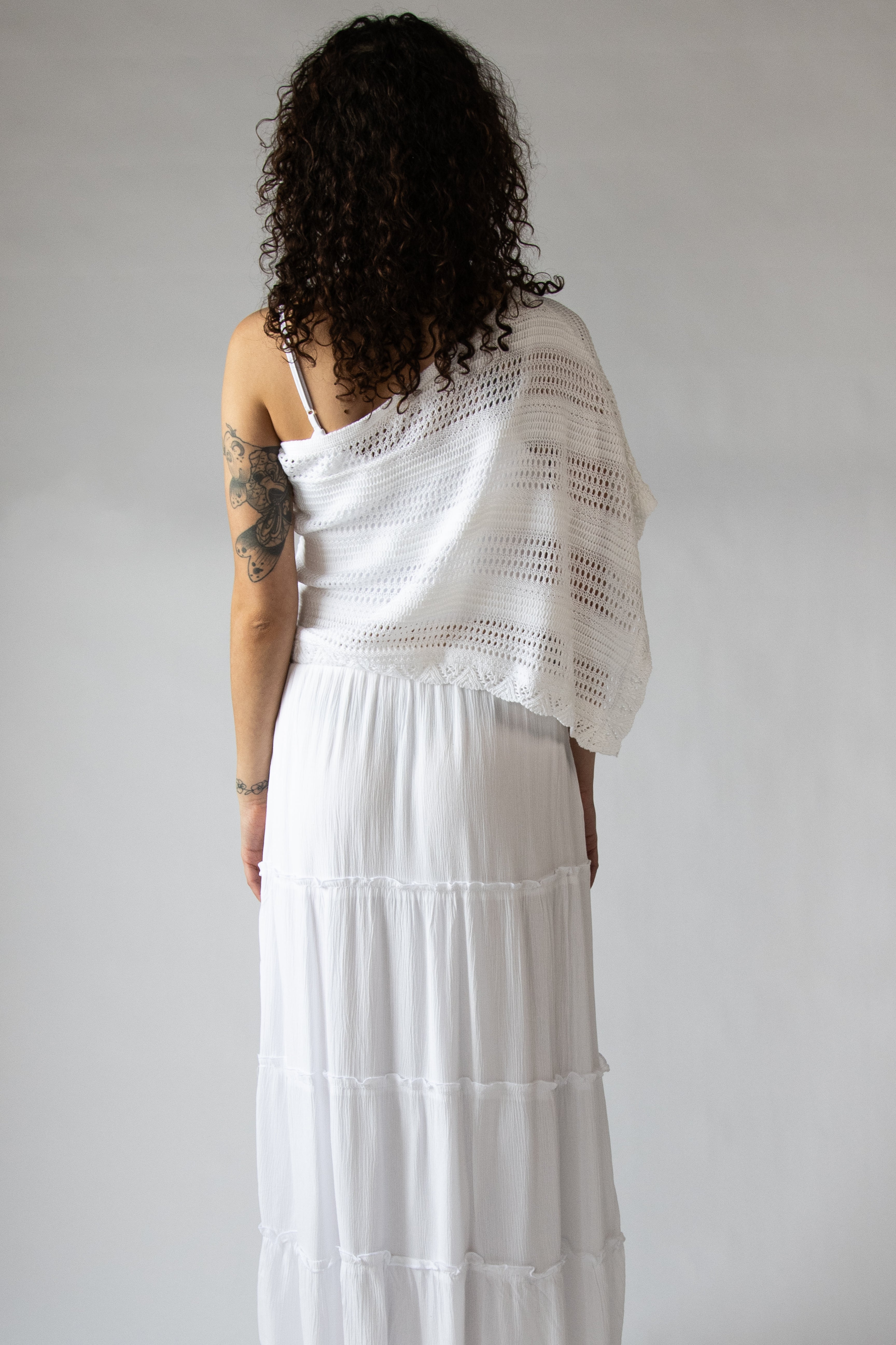 Mixed Knit Sweater Poncho