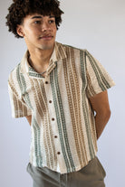 Crochet Striped Button Up Shirt