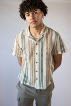 Crochet Striped Button Up Shirt