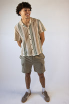 Crochet Striped Button Up Shirt