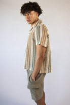 Crochet Striped Button Up Shirt