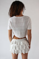 Tie Front Pointelle Crochet Top