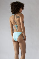 Ribbed String Bikini Bottom - Light Blue