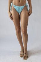 Ribbed String Bikini Bottom - Light Blue