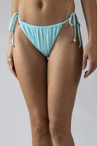 Ribbed String Bikini Bottom - Light Blue