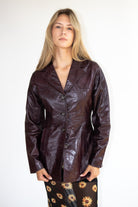 Vintage Dark Maroon Leather Trench Coat (1970s)