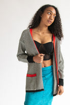 Vintage Black & White Stripe Cardigan Sweater (1980s)
