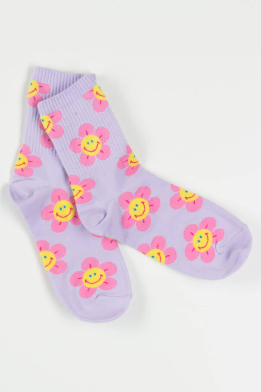 Lavender Smiling Daisy Socks