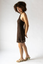 Diamond Pointelle Beaded Halter Mini Dress