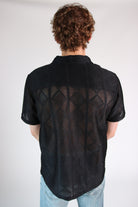 Diamond Open Weave Button Up