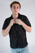 Diamond Open Weave Button Up