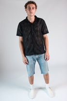 Diamond Open Weave Button Up