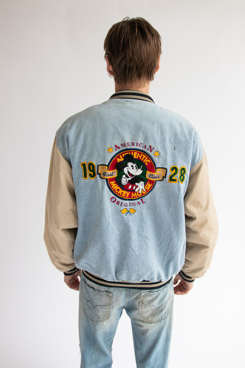 Vintage Mickey Mouse 1928 Denim Bomber Jacket (1990s)
