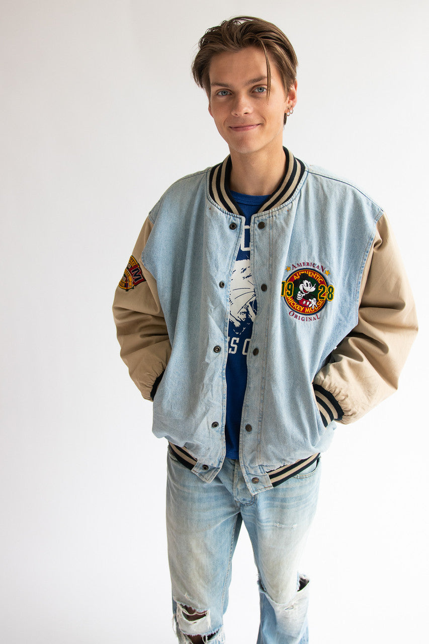 Vintage Mickey Mouse 1928 Denim Bomber Jacket (1990s)