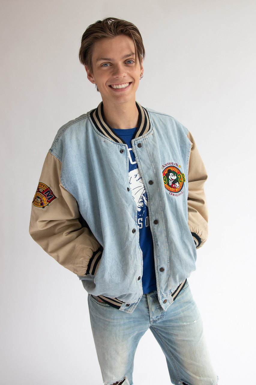 Vintage Mickey Mouse 1928 Denim Bomber Jacket (1990s)