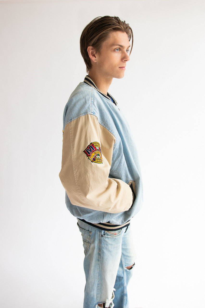 Vintage Mickey Mouse 1928 Denim Bomber Jacket (1990s)