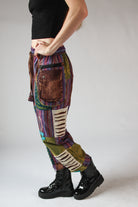 Distressed Embroidered Flower Patchwork Pants