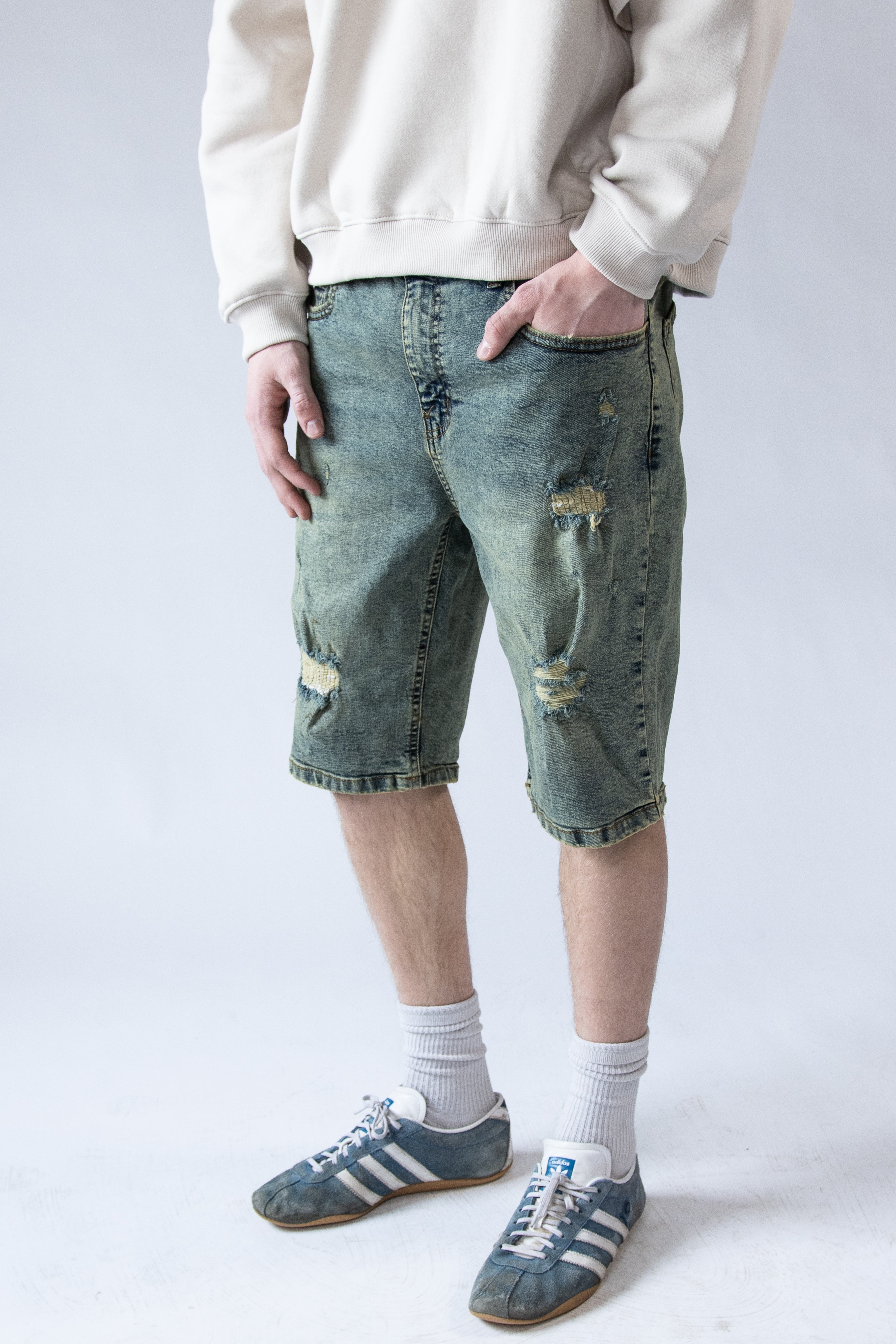 Distressed Grunge Wash Jorts