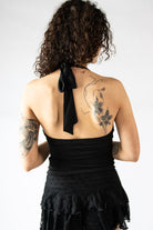Cowl Neck Ruched Halter Top