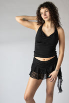 Cowl Neck Ruched Halter Top